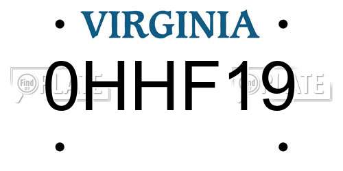 0HHF19 Virginia License Plate