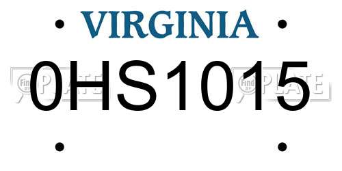 0HS1015 Virginia License Plate