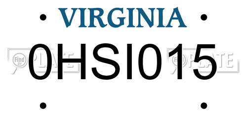 0HSI015 Virginia License Plate