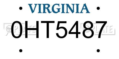 0HT5487 Virginia License Plate