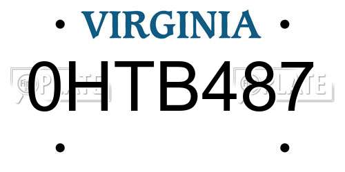 0HTB487 Virginia License Plate