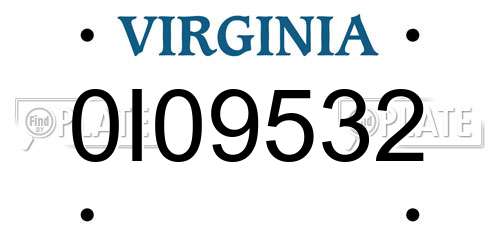 0I09532 Virginia License Plate