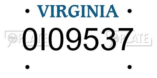 0I09537 Virginia License Plate