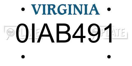 0IAB491 Virginia License Plate