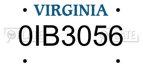 0IB3056 Virginia License Plate
