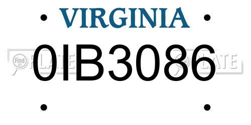 0IB3086 Virginia License Plate