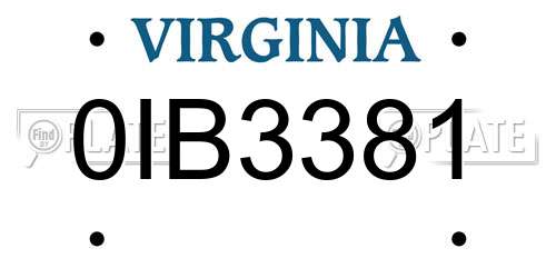 0IB3381 Virginia License Plate