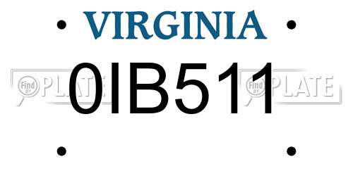 0IB511 Virginia License Plate