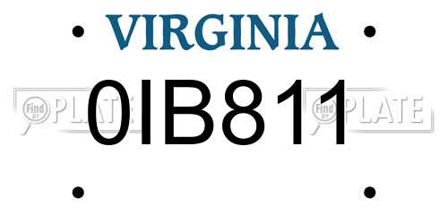 0IB811 Virginia License Plate