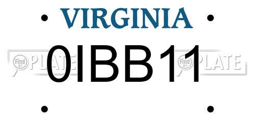 0IBB11 Virginia License Plate