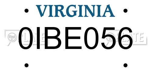 0IBE056 Virginia License Plate