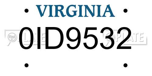 0ID9532 Virginia License Plate