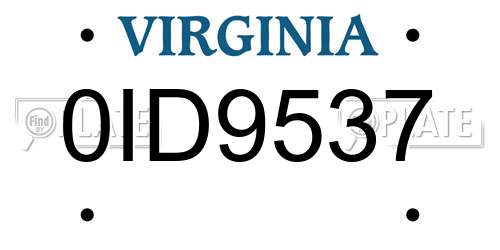 0ID9537 Virginia License Plate