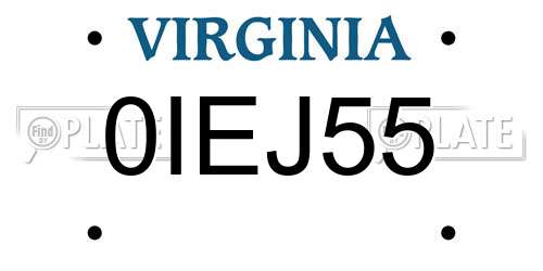 0IEJ55 Virginia License Plate