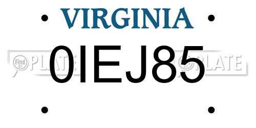 0IEJ85 Virginia License Plate