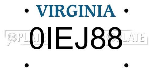 0IEJ88 Virginia License Plate