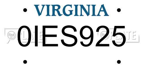 0IES925 Virginia License Plate