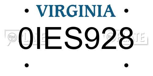 0IES928 Virginia License Plate