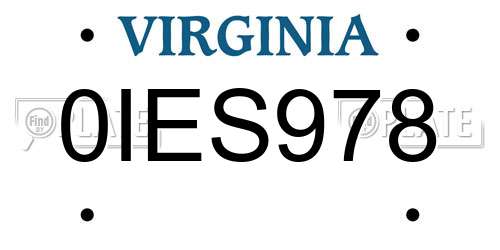 0IES978 Virginia License Plate