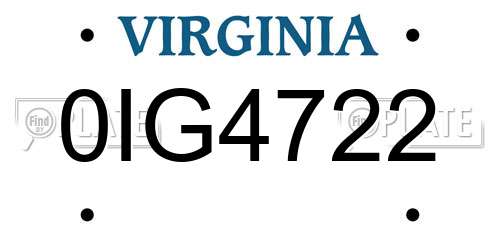 0IG4722 Virginia License Plate