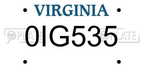 0IG535 Virginia License Plate