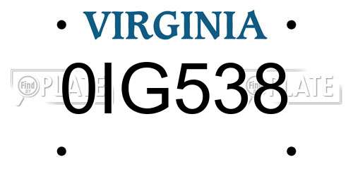 0IG538 Virginia License Plate