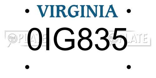 0IG835 Virginia License Plate