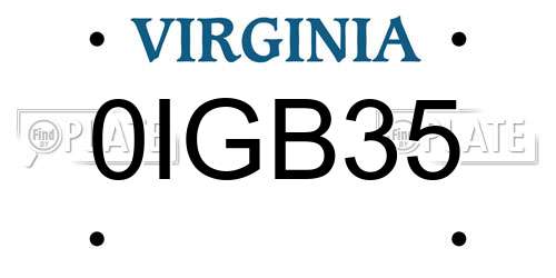 0IGB35 Virginia License Plate