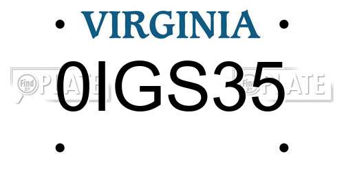0IGS35 Virginia License Plate