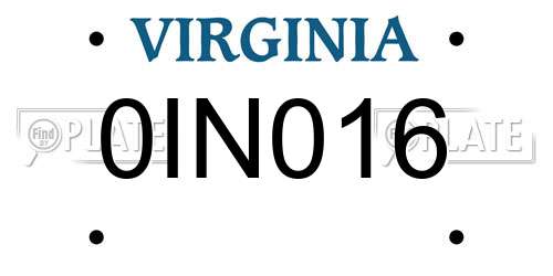 0IN016 Virginia License Plate