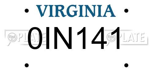 0IN141 Virginia License Plate