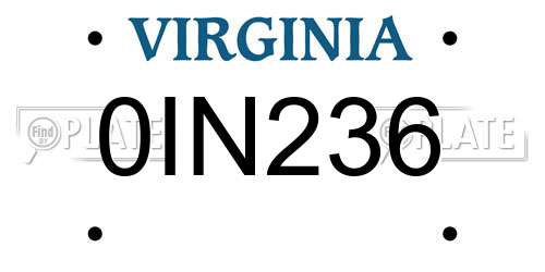 0IN236 Virginia License Plate