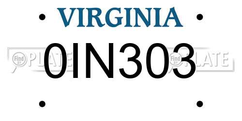 0IN303 Virginia License Plate