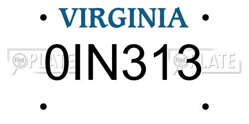 0IN313 Virginia License Plate