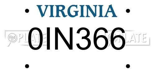 0IN366 Virginia License Plate