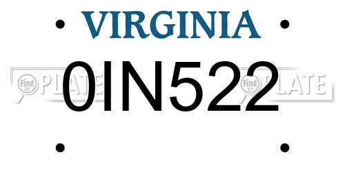 0IN522 Virginia License Plate