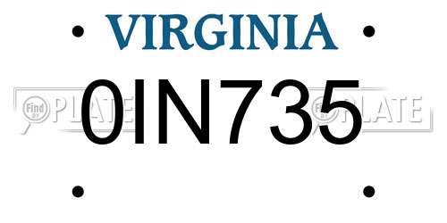 0IN735 Virginia License Plate
