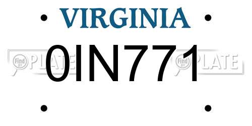0IN771 Virginia License Plate