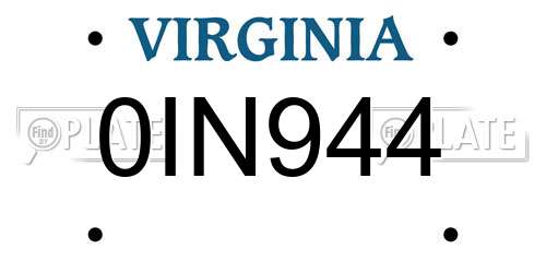 0IN944 Virginia License Plate