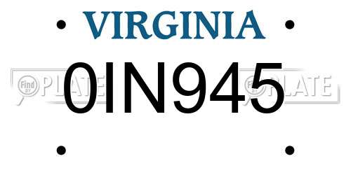 0IN945 Virginia License Plate
