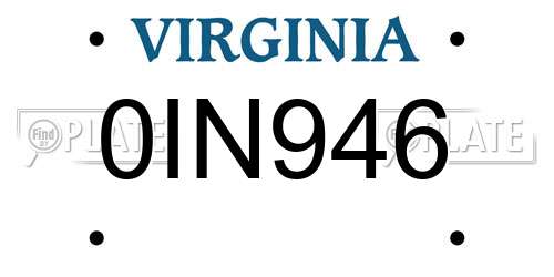 0IN946 Virginia License Plate