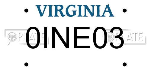 0INE03 Virginia License Plate