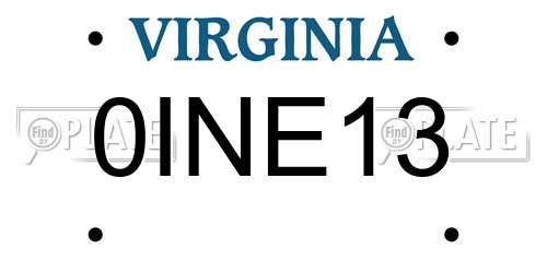 0INE13 Virginia License Plate