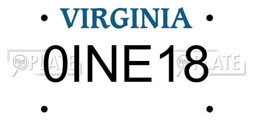 0INE18 Virginia License Plate
