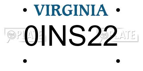 0INS22 Virginia License Plate