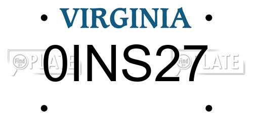 0INS27 Virginia License Plate