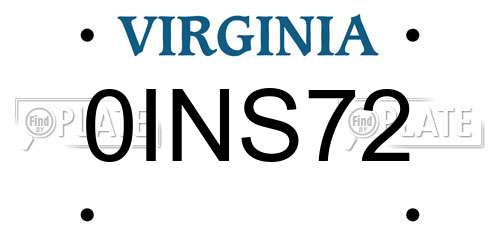 0INS72 Virginia License Plate