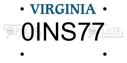 0INS77 Virginia License Plate