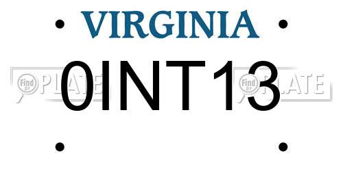 0INT13 Virginia License Plate
