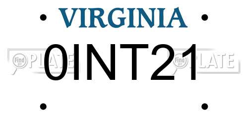 0INT21 Virginia License Plate